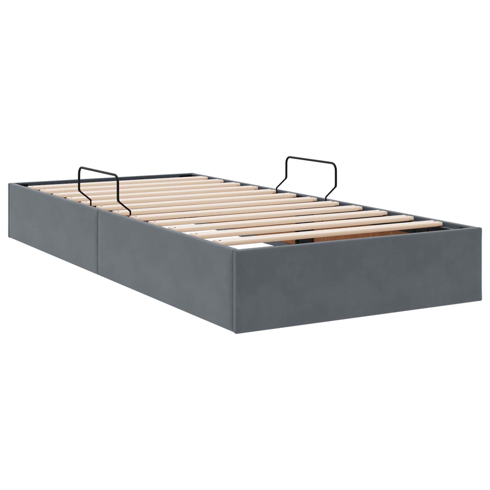 Ottoman Bettgestell mit Speicher Dunkelgrau 90 x 190 cm Samt