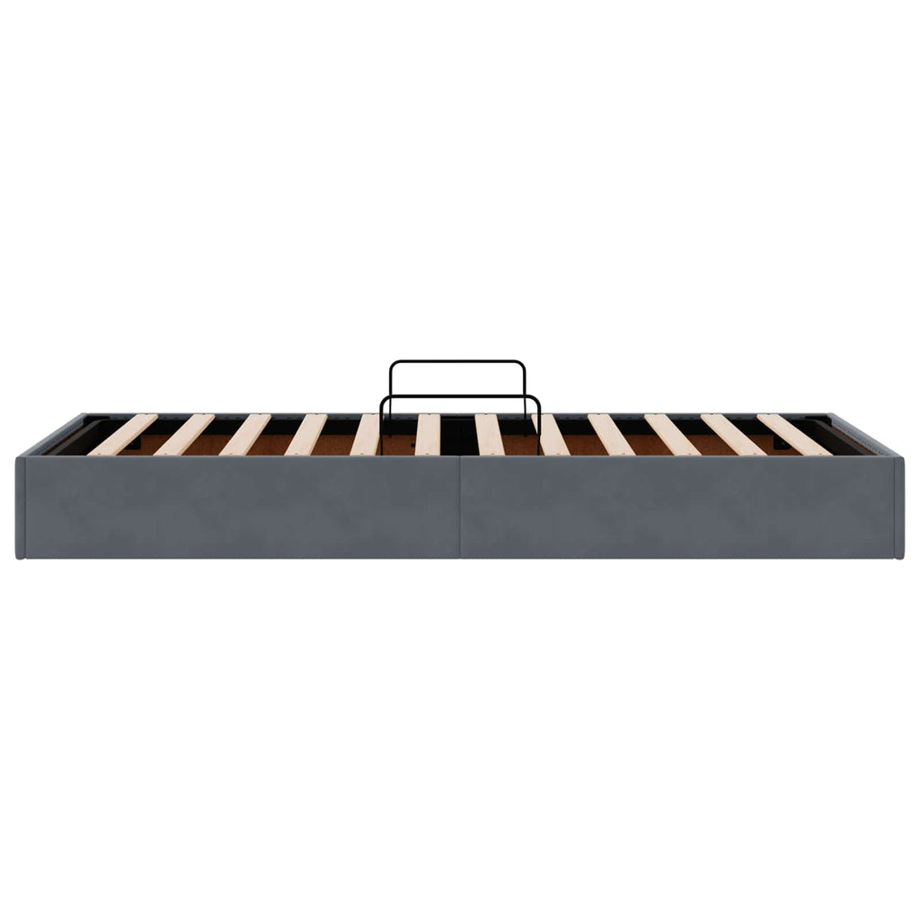 Ottoman Bettgestell mit Speicher Dunkelgrau 90 x 190 cm Samt