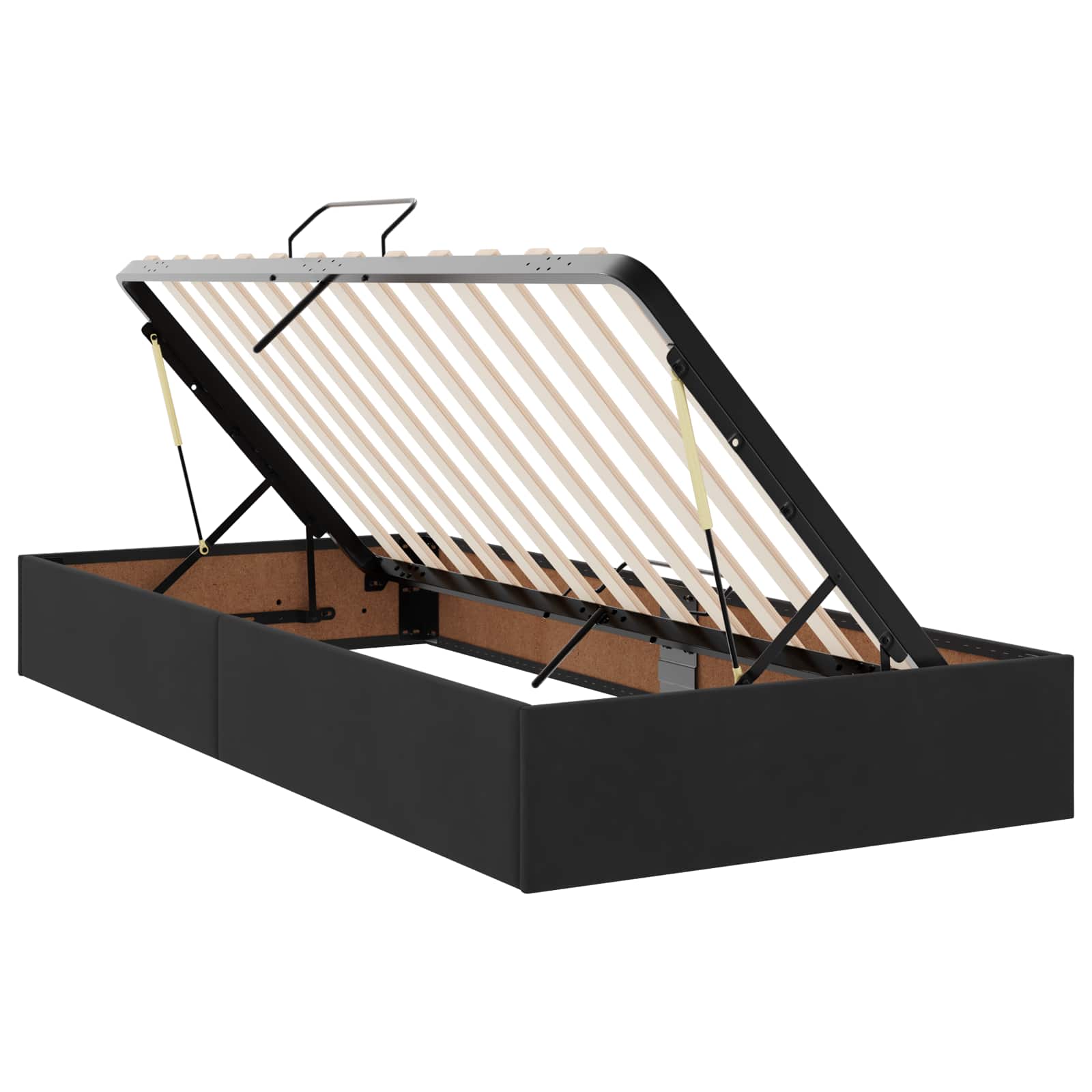 Ottoman Bettgestell mit Speicher Schwarz 90 x 190 cm Samt
