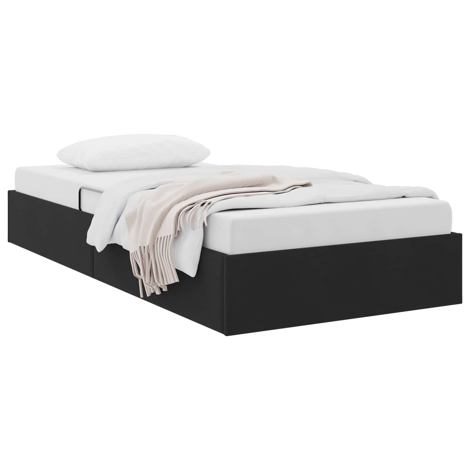 Ottoman Bettgestell mit Speicher Schwarz 90 x 190 cm Samt
