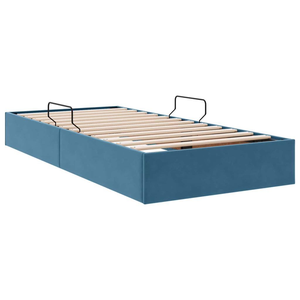 Ottoman Bettgestell mit Speicher Dunkelblau 90 x 190 cm Samt