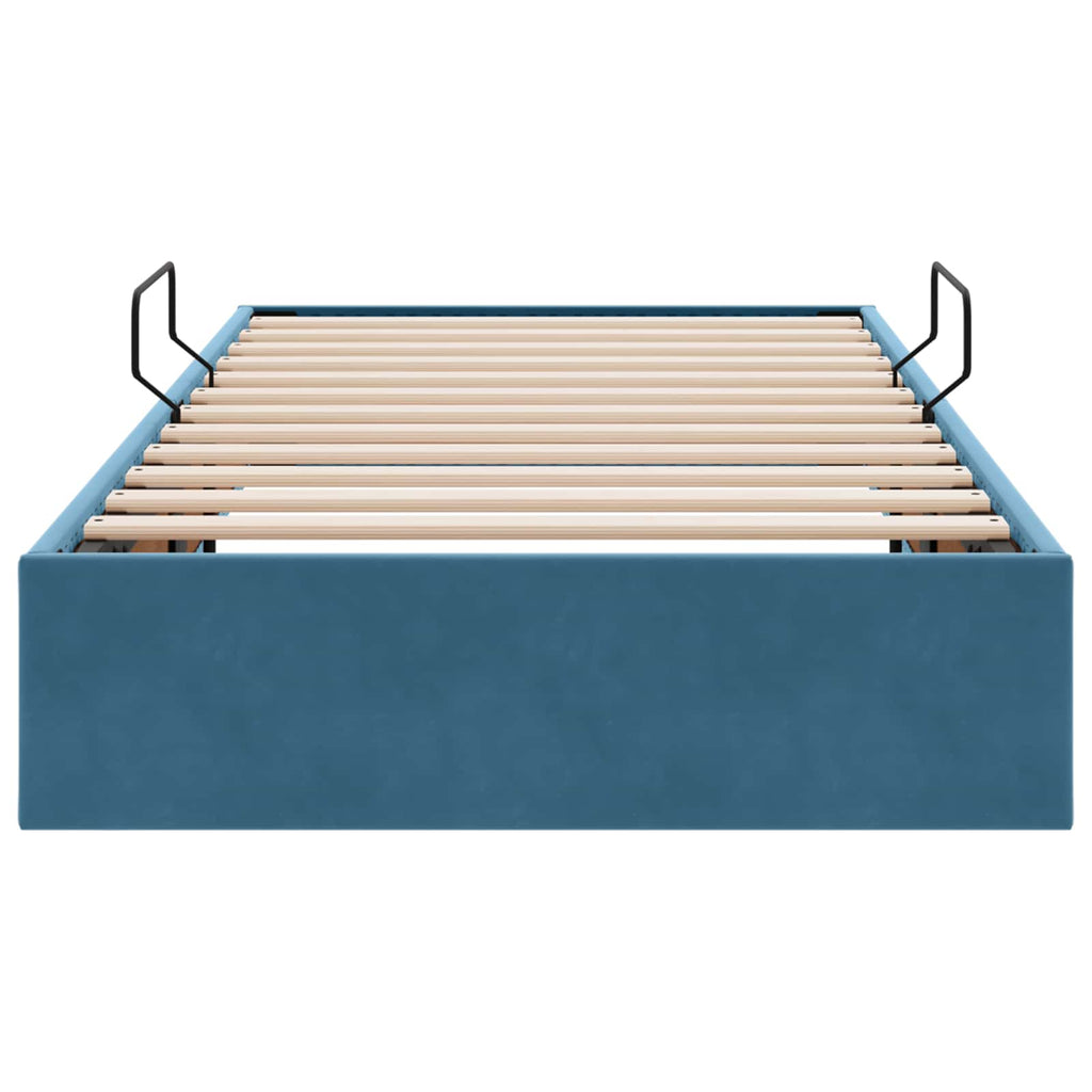 Ottoman Bettgestell mit Speicher Dunkelblau 90 x 190 cm Samt