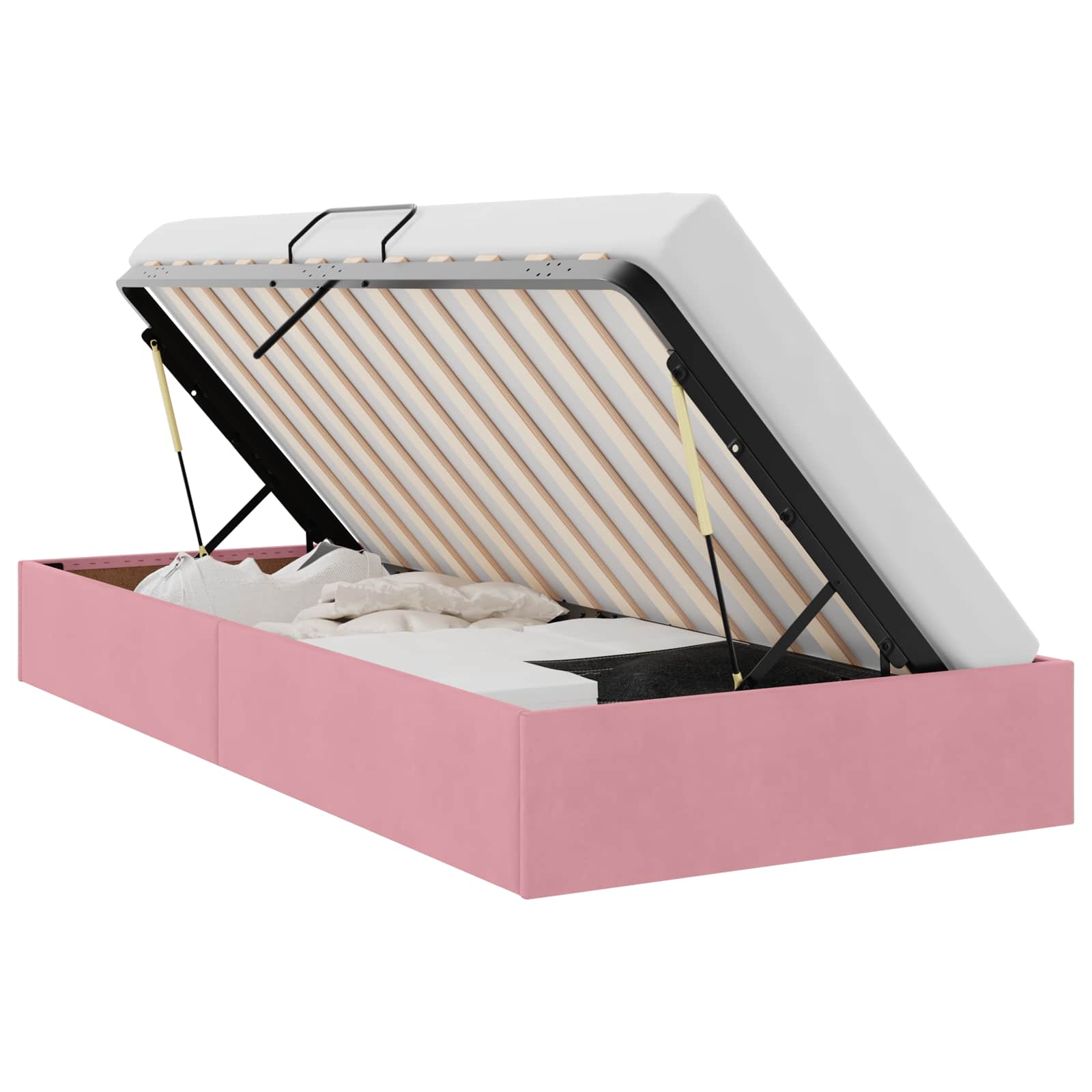 Ottoman Bettgestell mit Speicher Rosa 90 x 190 cm Samt