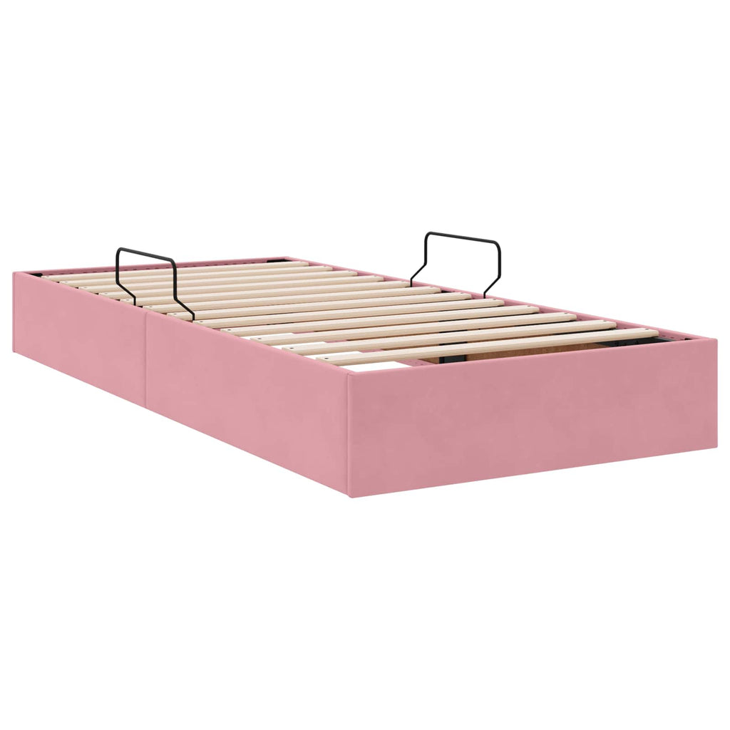 Ottoman Bettgestell mit Speicher Rosa 90 x 190 cm Samt