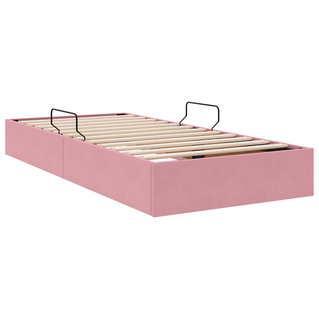 Ottoman Bettgestell mit Speicher Rosa 90 x 190 cm Samt