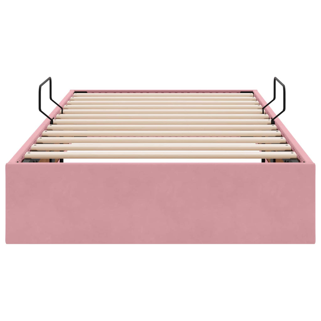 Ottoman Bettgestell mit Speicher Rosa 90 x 190 cm Samt
