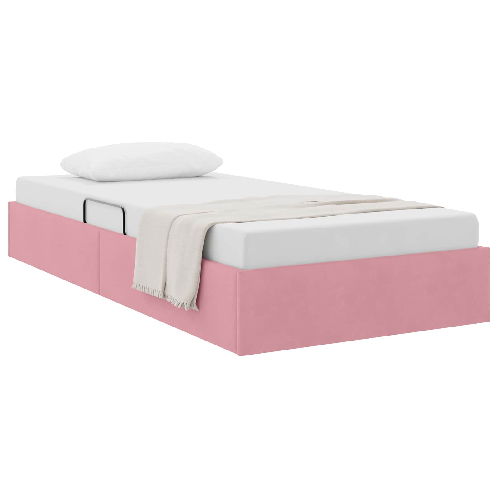Ottoman Bettgestell mit Speicher Rosa 90 x 190 cm Samt