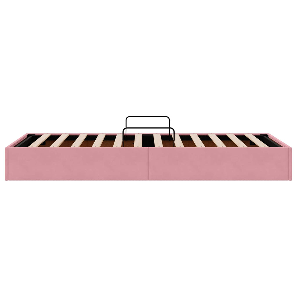 Ottoman Bettgestell mit Speicher Rosa 90 x 190 cm Samt