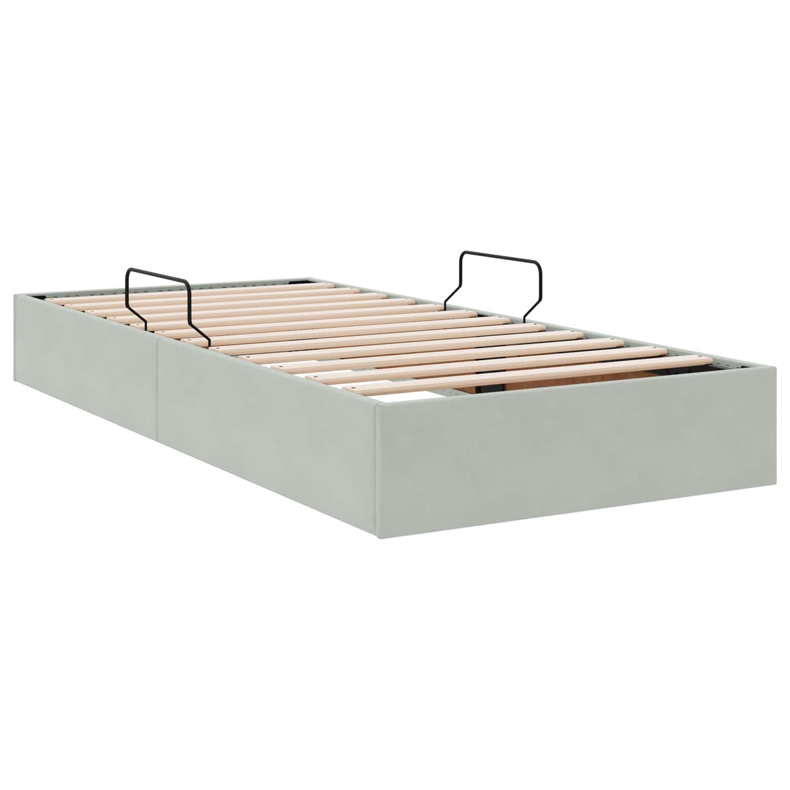 Ottoman Bettgestell mit Speicher Hellgrau 90 x 200 cm Samt