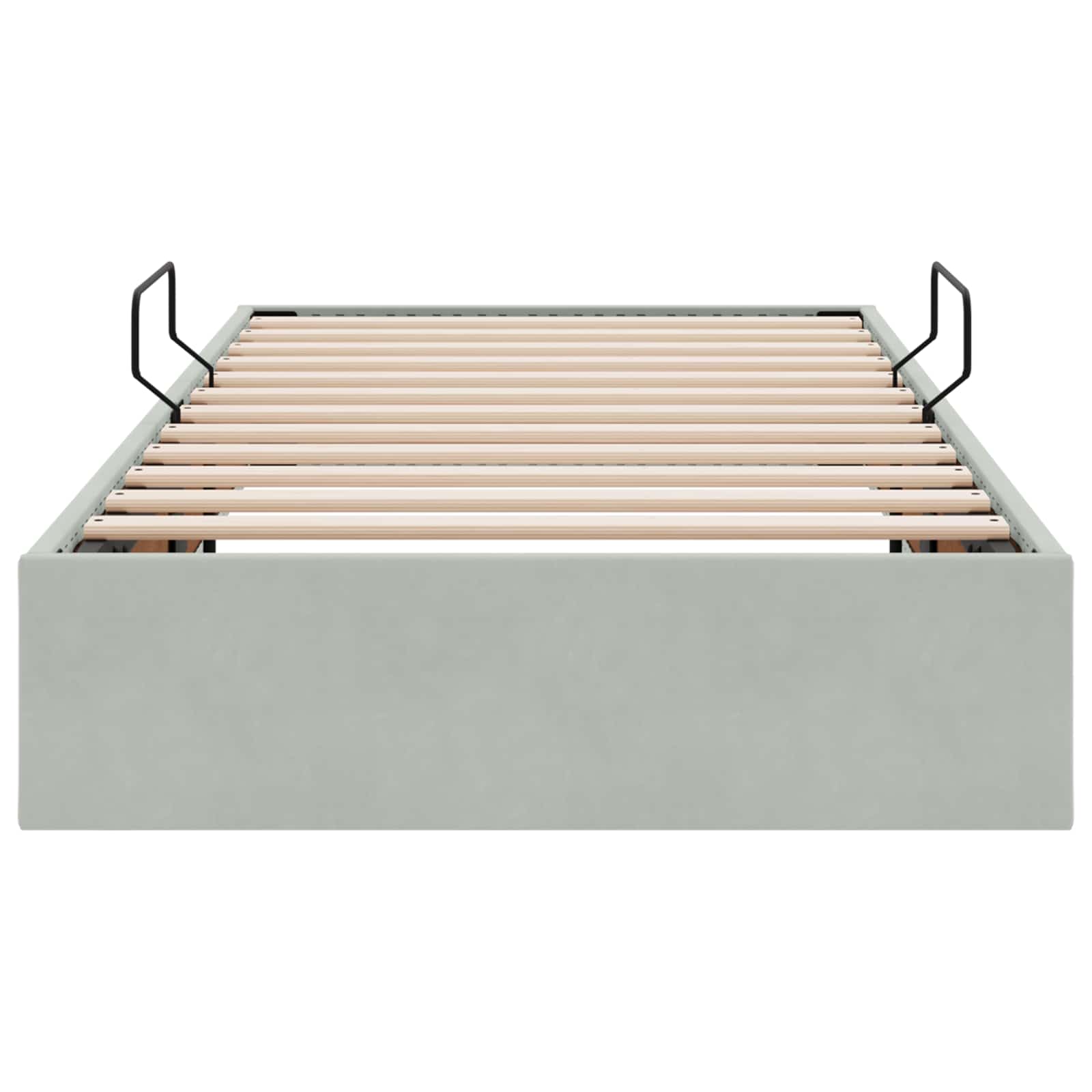 Ottoman Bettgestell mit Speicher Hellgrau 90 x 200 cm Samt