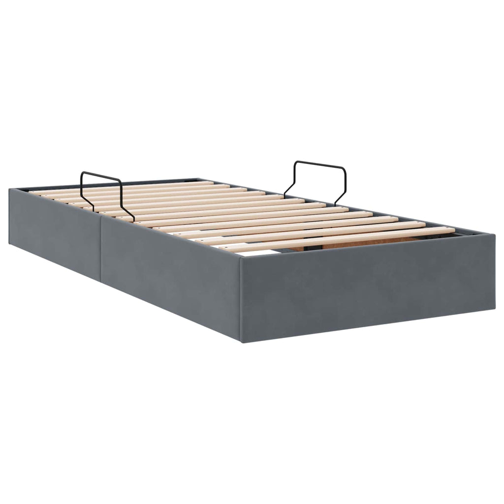 Ottoman Bettgestell mit Speicher Dunkelgrau 90 x 200 cm Samt