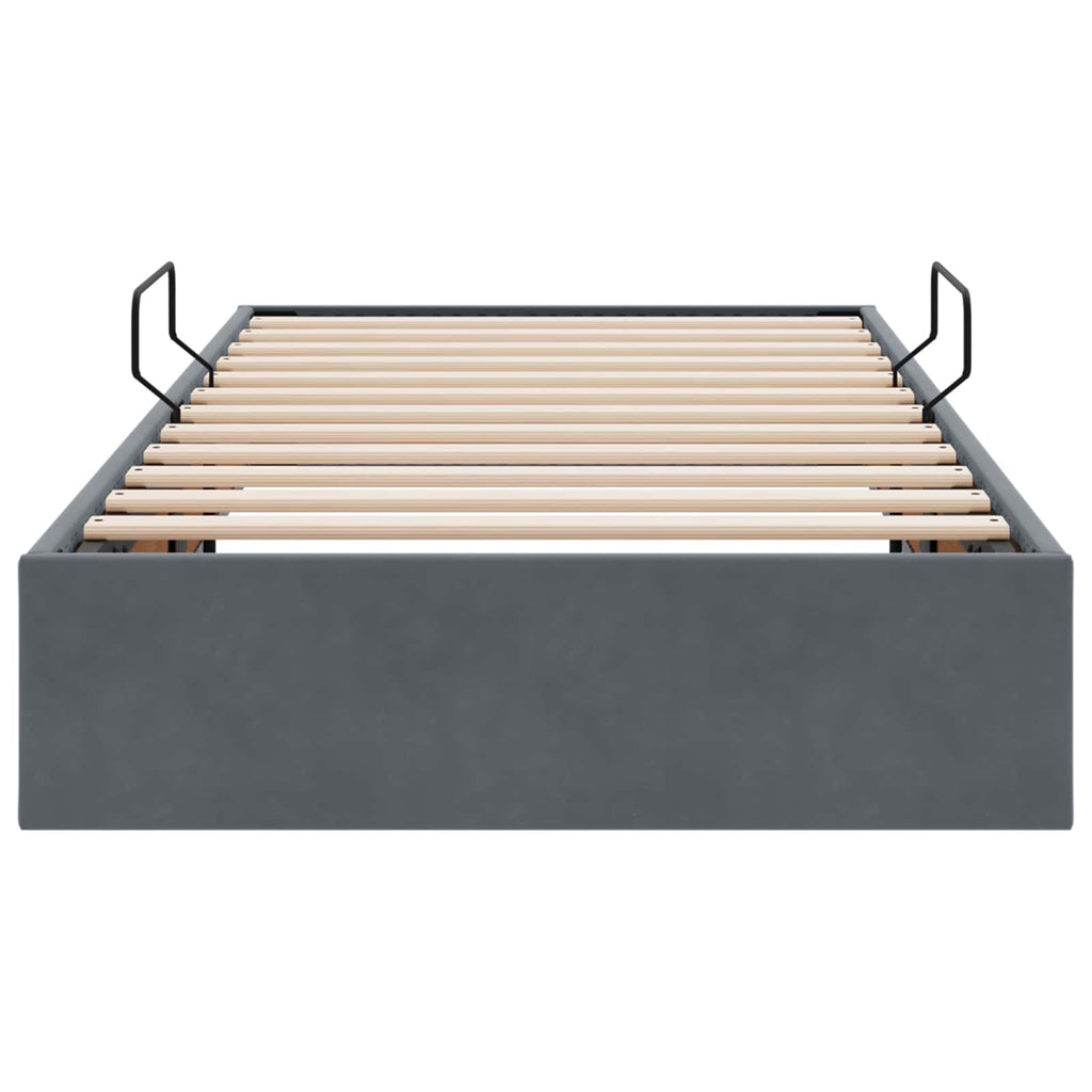 Ottoman Bettgestell mit Speicher Dunkelgrau 90 x 200 cm Samt