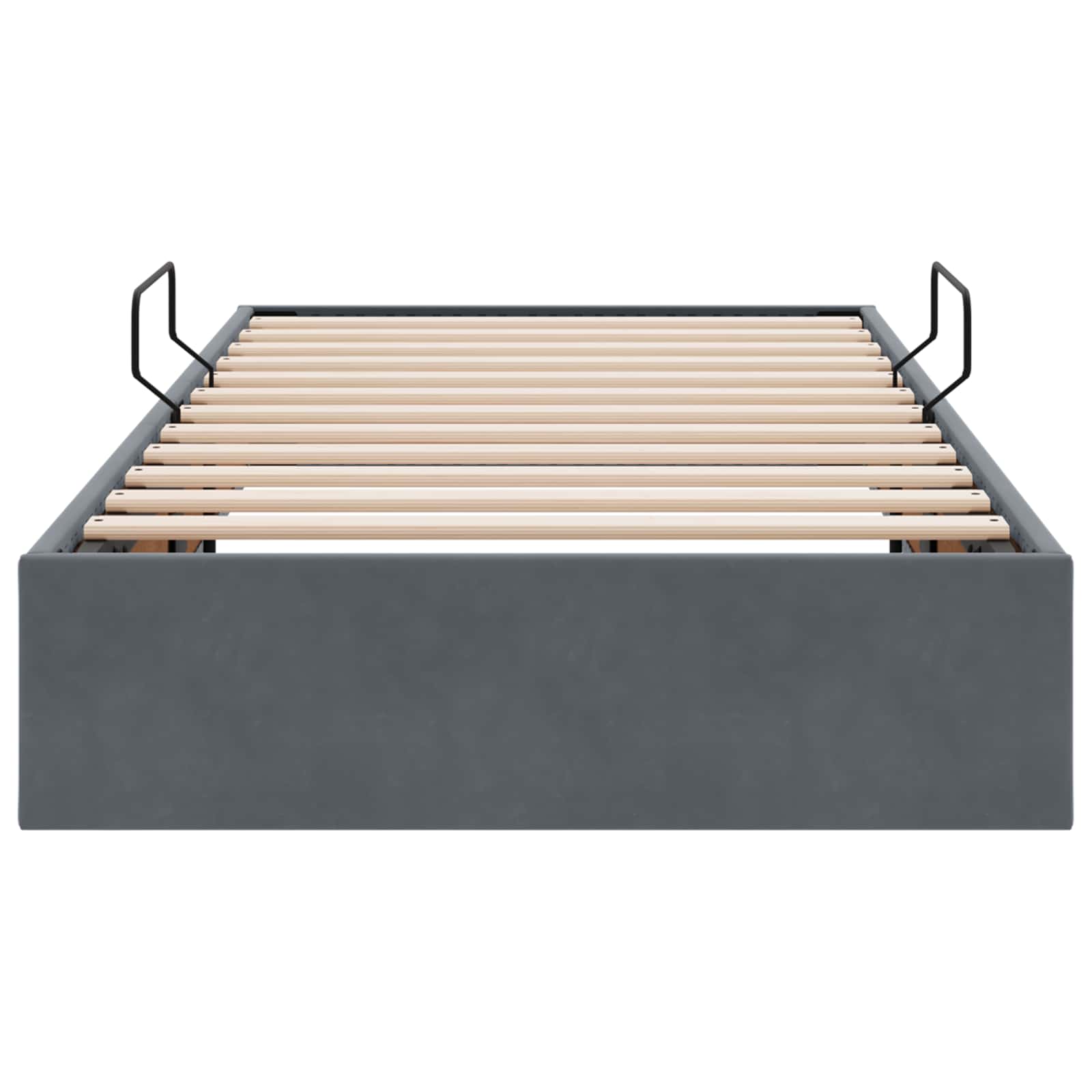 Ottoman Bettgestell mit Speicher Dunkelgrau 90 x 200 cm Samt