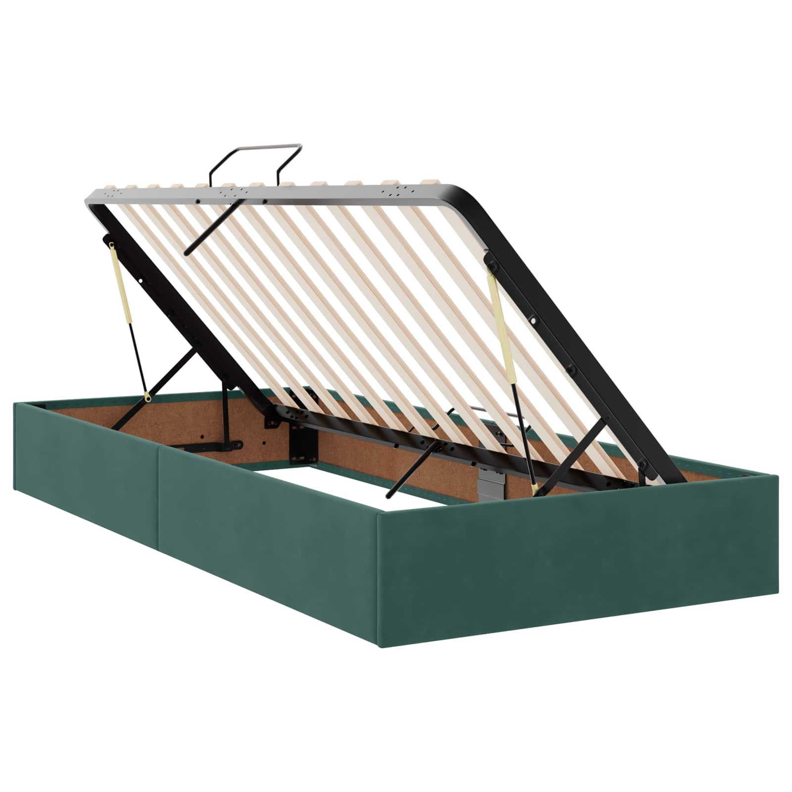 Ottoman Bettgestell mit Speicher Dunkelgrün 90 x 200 cm Samt