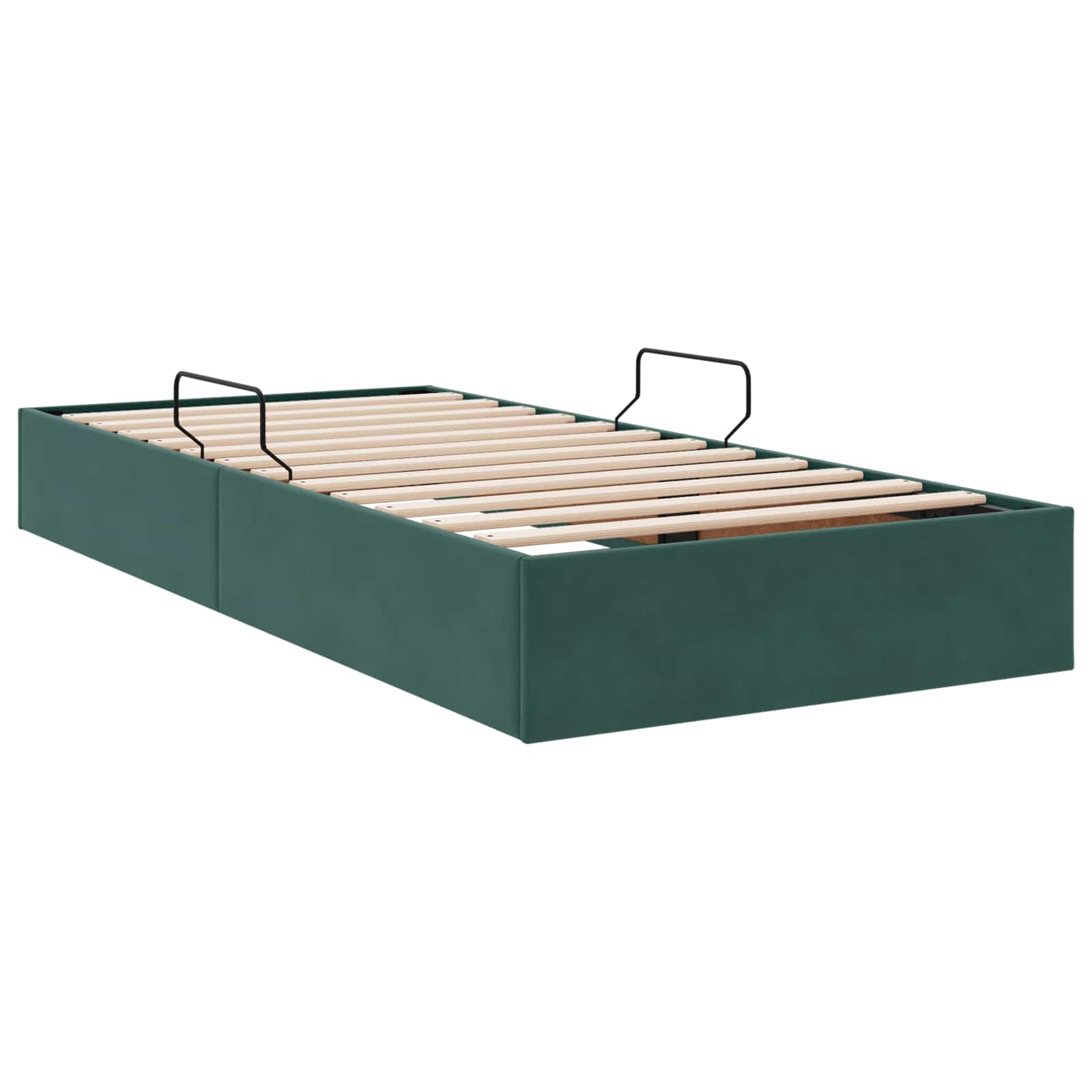 Ottoman Bettgestell mit Speicher Dunkelgrün 90 x 200 cm Samt