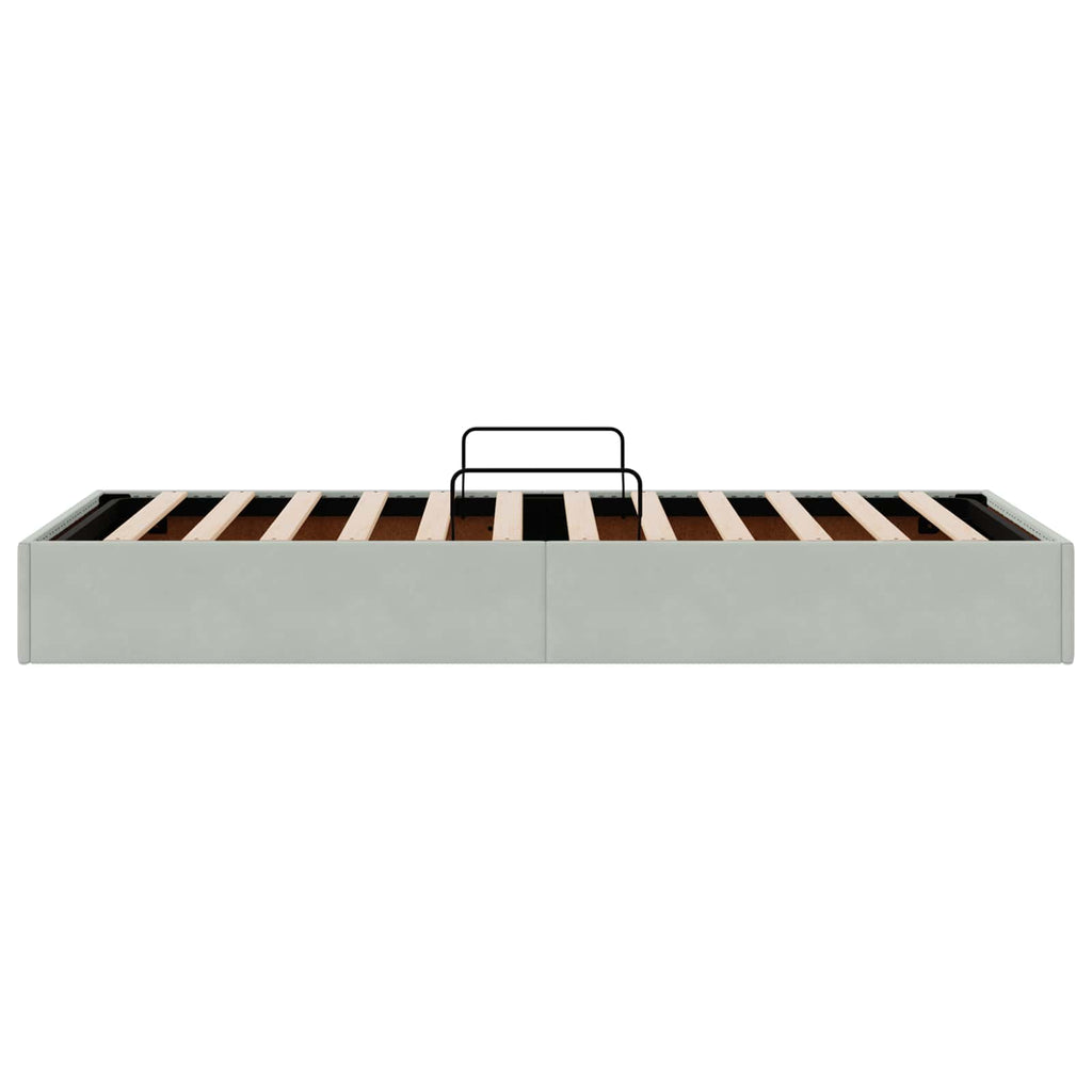 Ottoman Bettgestell mit Speicher Hellgrau 100 x 200 cm Samt