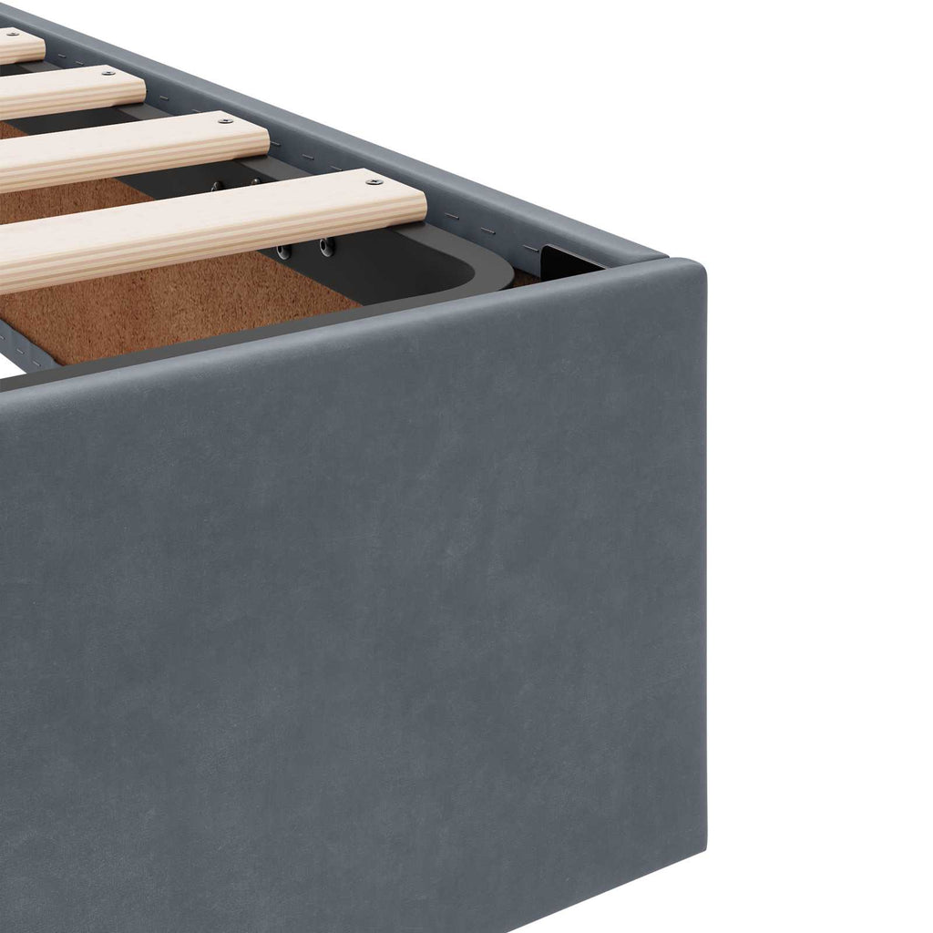 Ottoman Bettgestell mit Speicher Dunkelgrau 100 x 200 cm Samt