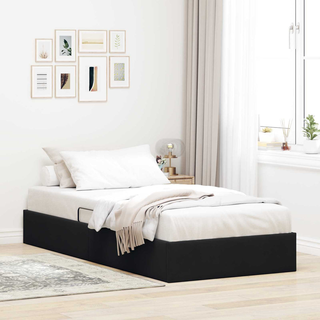 Ottoman Bettgestell mit Speicher Schwarz 100 x 200 cm Samt