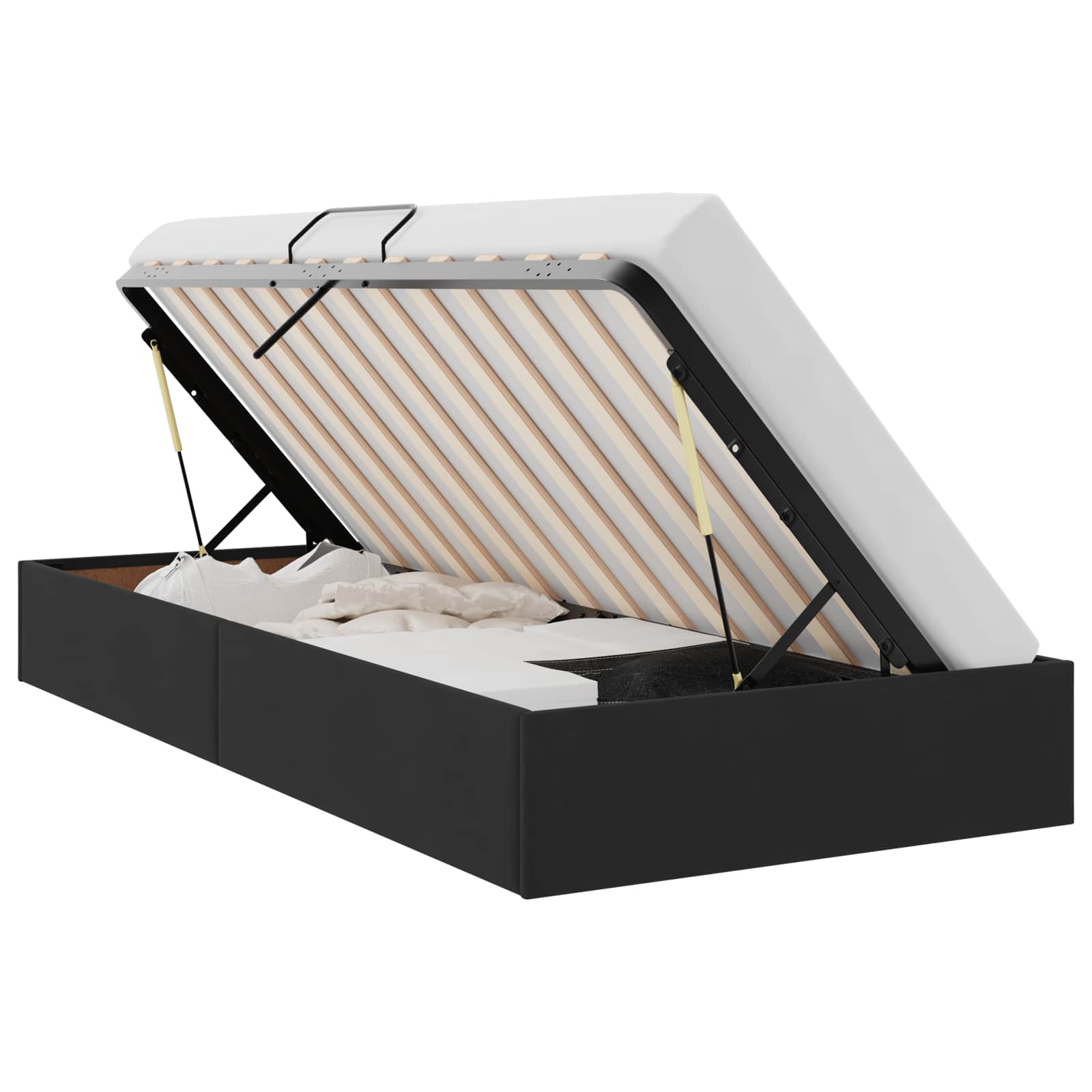 Ottoman Bettgestell mit Speicher Schwarz 100 x 200 cm Samt