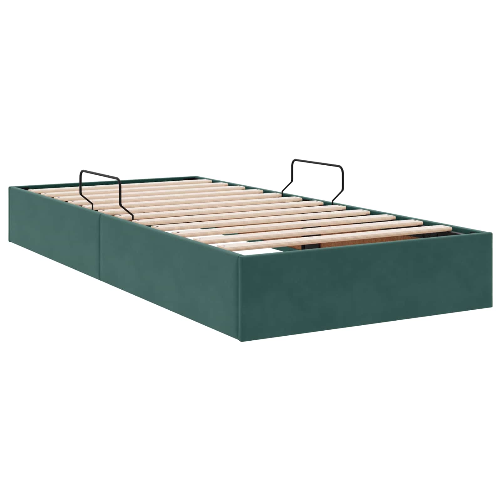 Ottoman Bettgestell mit Speicher Dunkelgrün 100 x 200 cm Samt