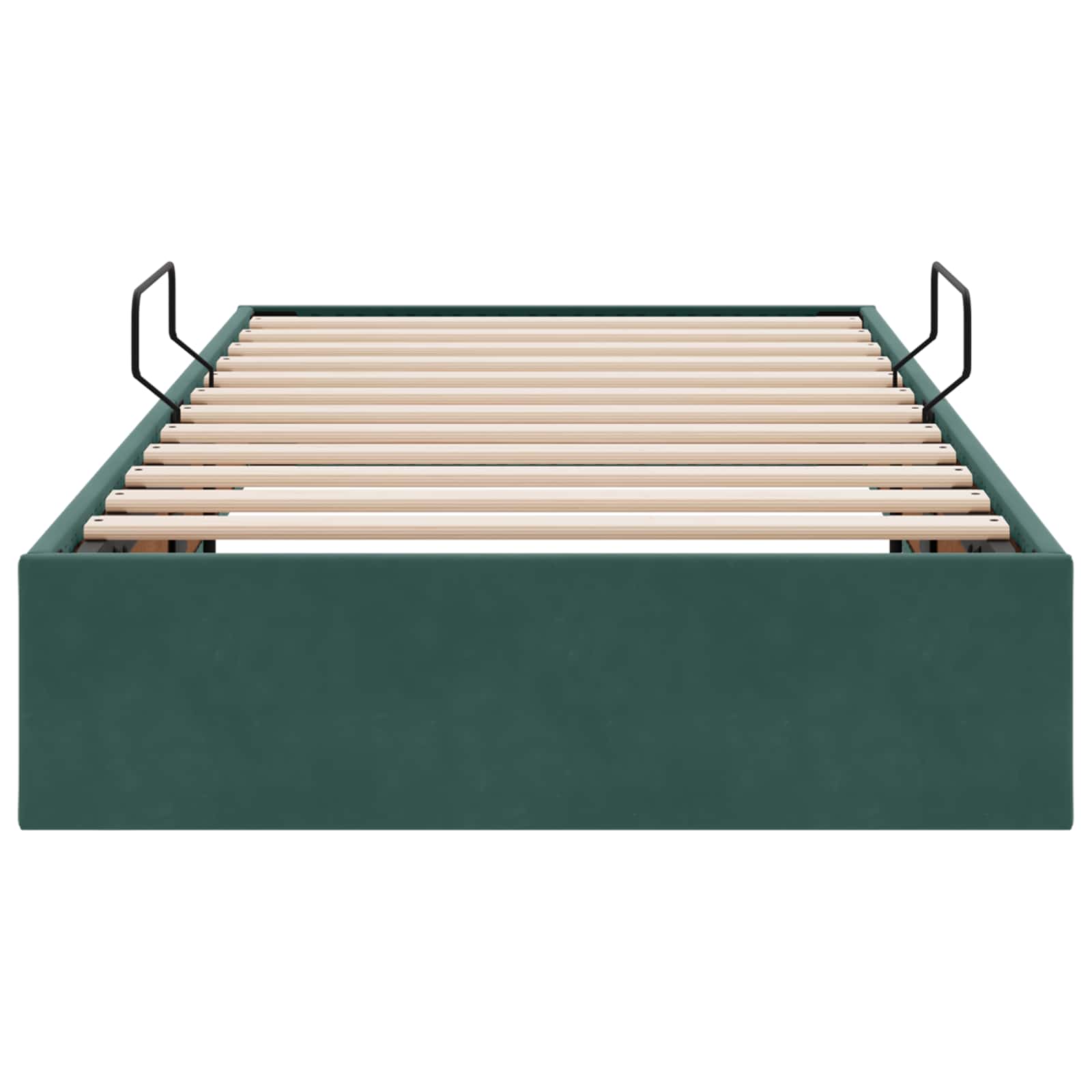 Ottoman Bettgestell mit Speicher Dunkelgrün 100 x 200 cm Samt