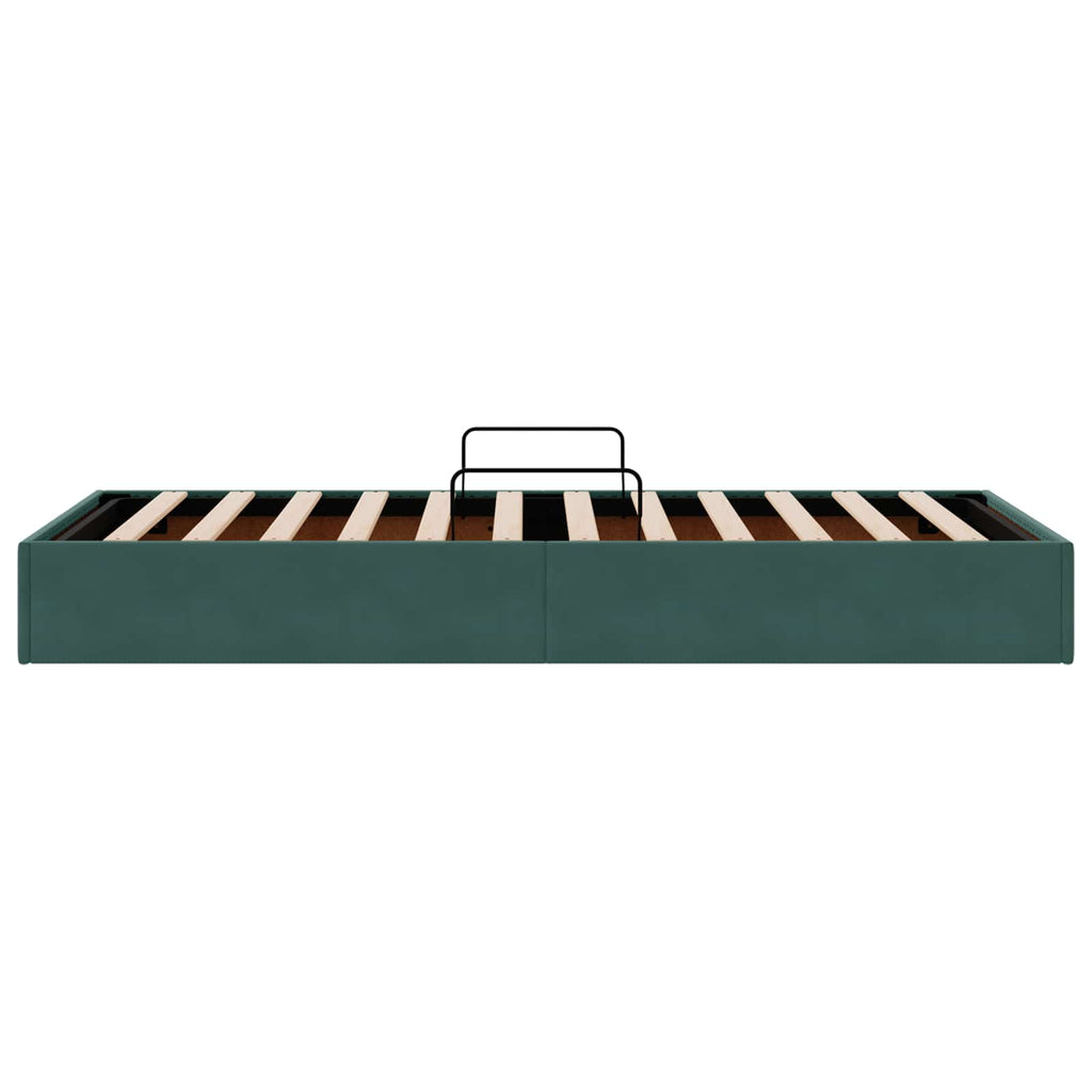 Ottoman Bettgestell mit Speicher Dunkelgrün 100 x 200 cm Samt