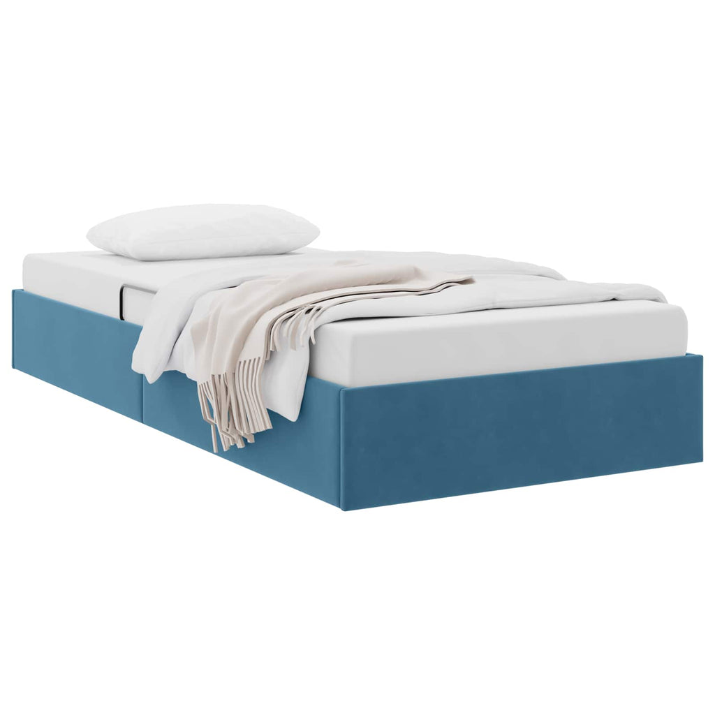 Ottoman Bettgestell mit Speicher Dunkelblau 100 x 200 cm Samt