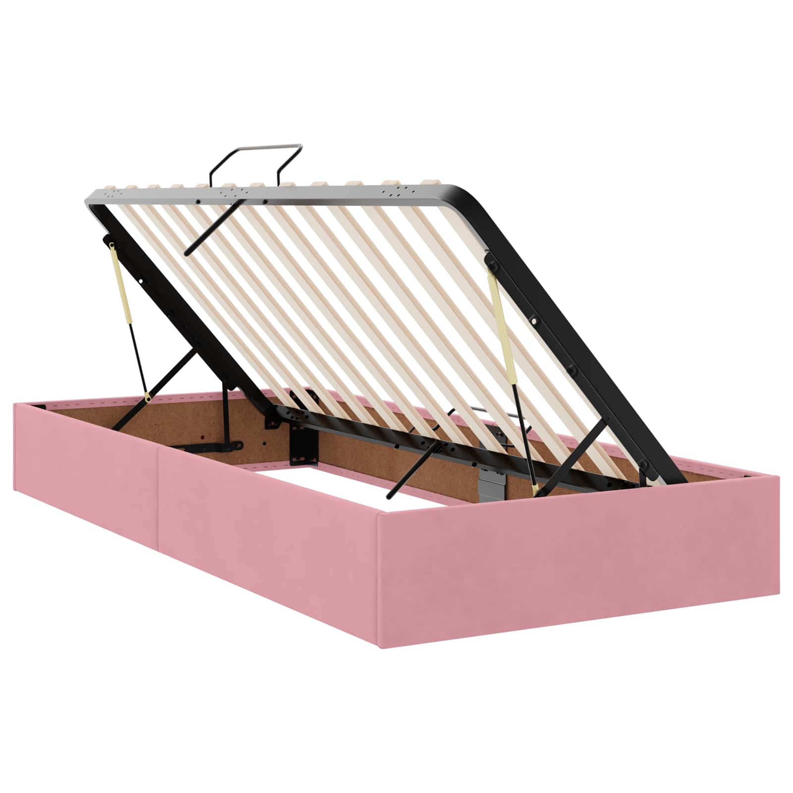 Ottoman Bettgestell mit Speicher Rosa 100 x 200 cm Samt