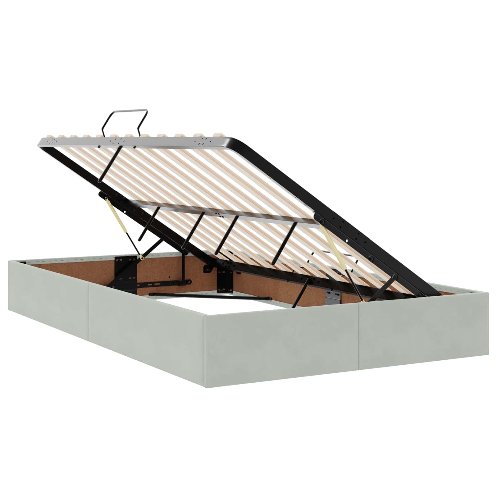 Ottoman Bettgestell mit Speicher Hellgrau 120 x 190 cm Samt