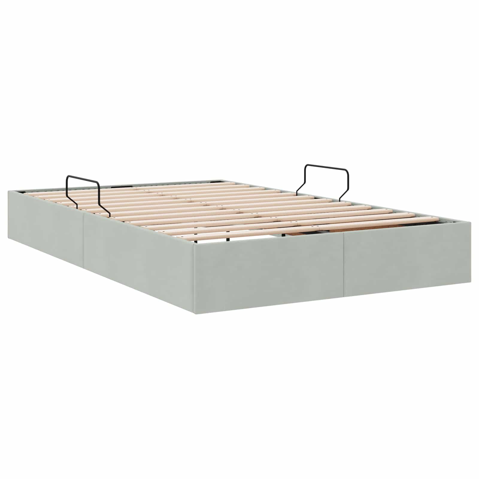 Ottoman Bettgestell mit Speicher Hellgrau 120 x 190 cm Samt