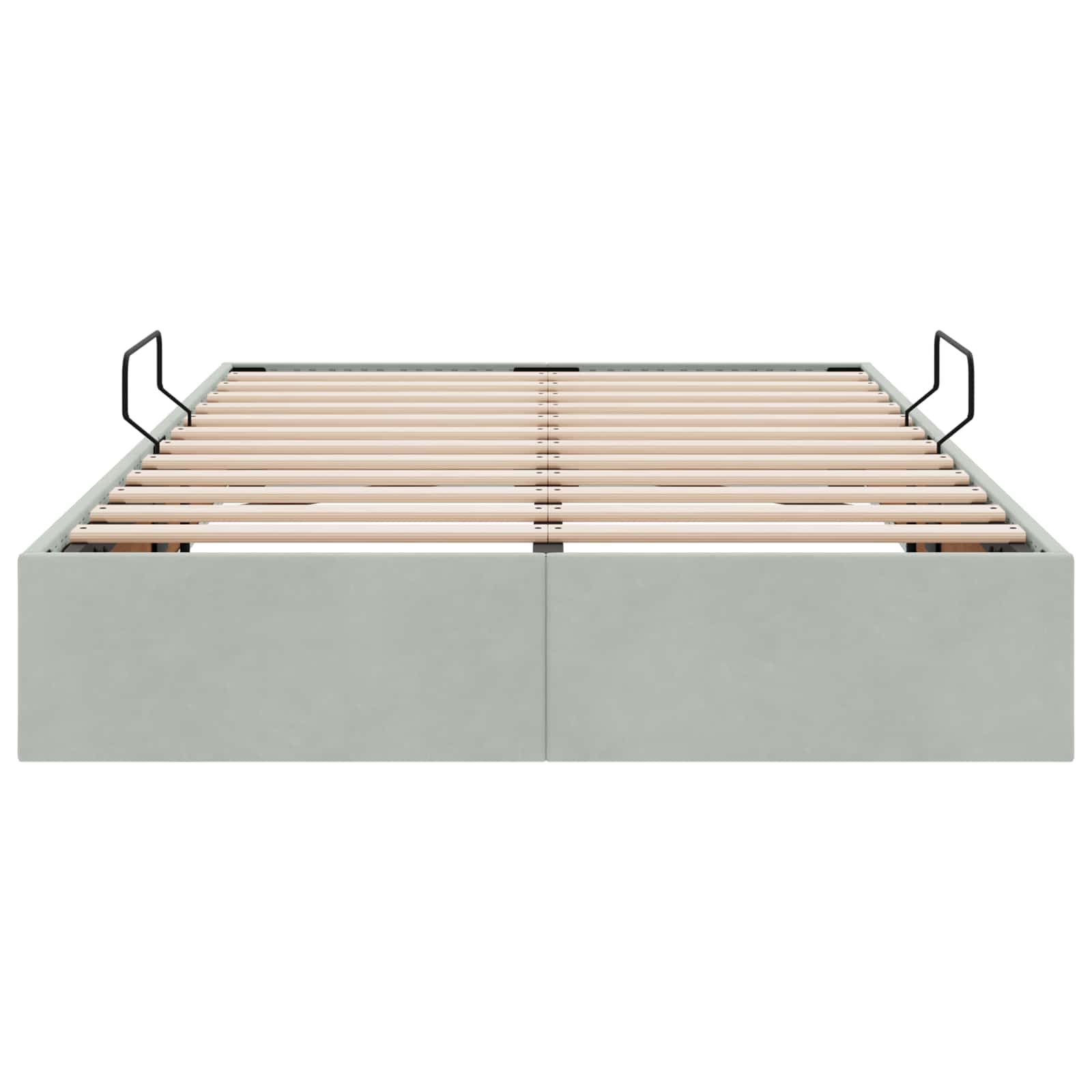 Ottoman Bettgestell mit Speicher Hellgrau 120 x 190 cm Samt