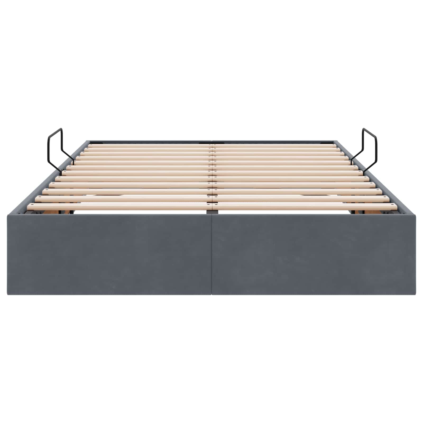 Ottoman Bettgestell mit Speicher Dunkelgrau 120 x 190 cm Samt