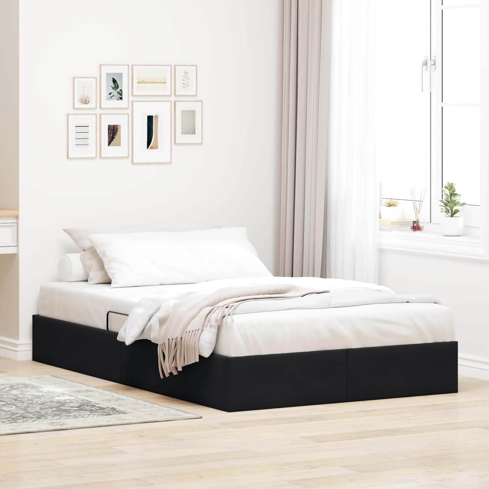 Ottoman Bettgestell mit Speicher Schwarz 120 x 190 cm Samt