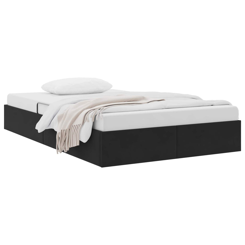 Ottoman Bettgestell mit Speicher Schwarz 120 x 190 cm Samt