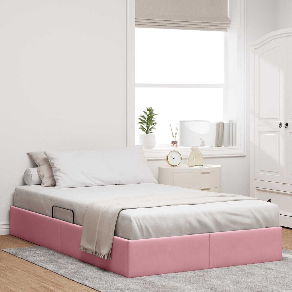 Ottoman Bettgestell mit Speicher Rosa 120 x 200 cm Samt