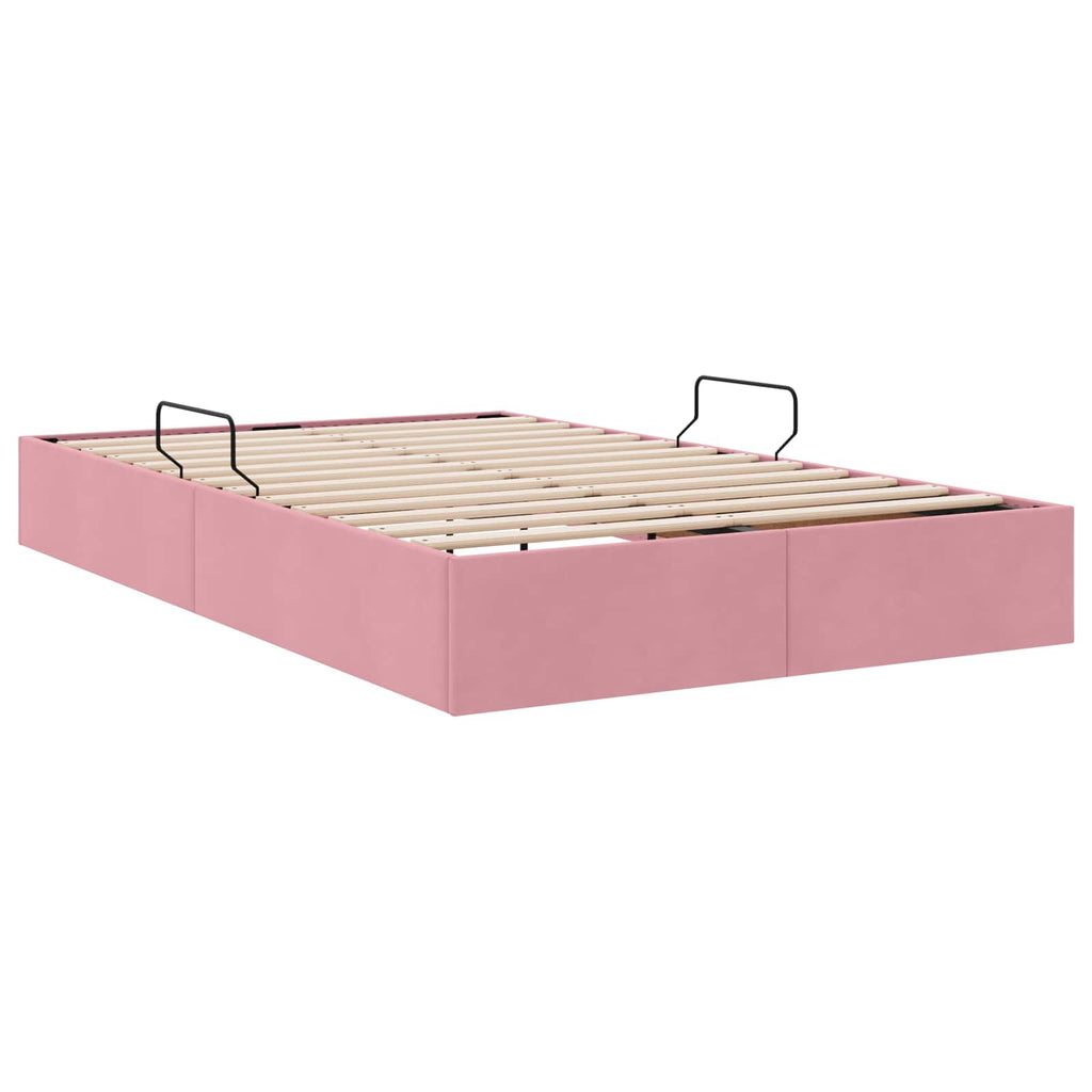 Ottoman Bettgestell mit Speicher Rosa 120 x 200 cm Samt