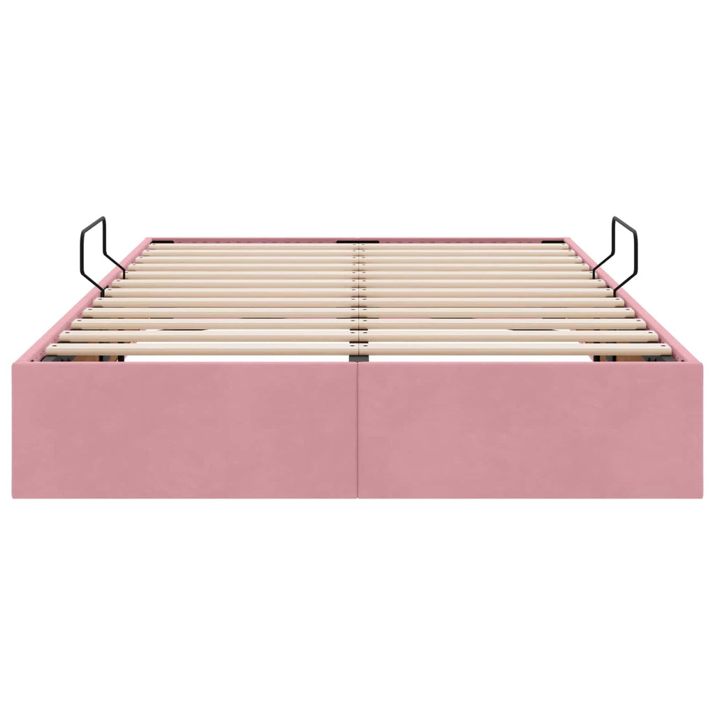 Ottoman Bettgestell mit Speicher Rosa 120 x 200 cm Samt