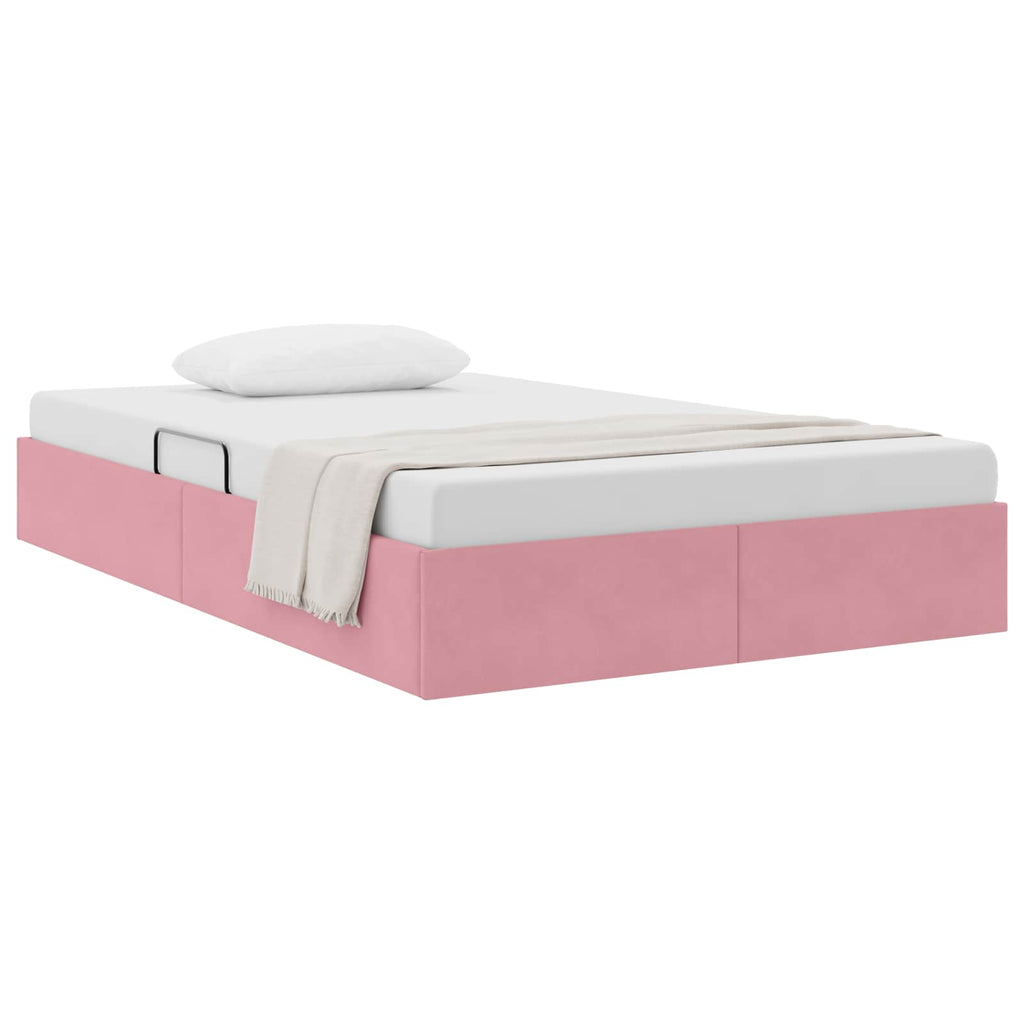 Ottoman Bettgestell mit Speicher Rosa 120 x 200 cm Samt