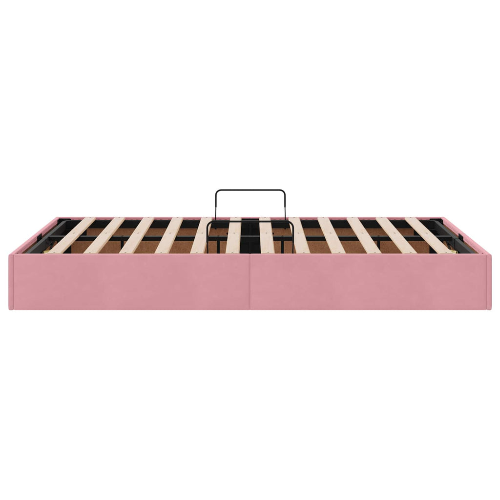 Ottoman Bettgestell mit Speicher Rosa 120 x 200 cm Samt