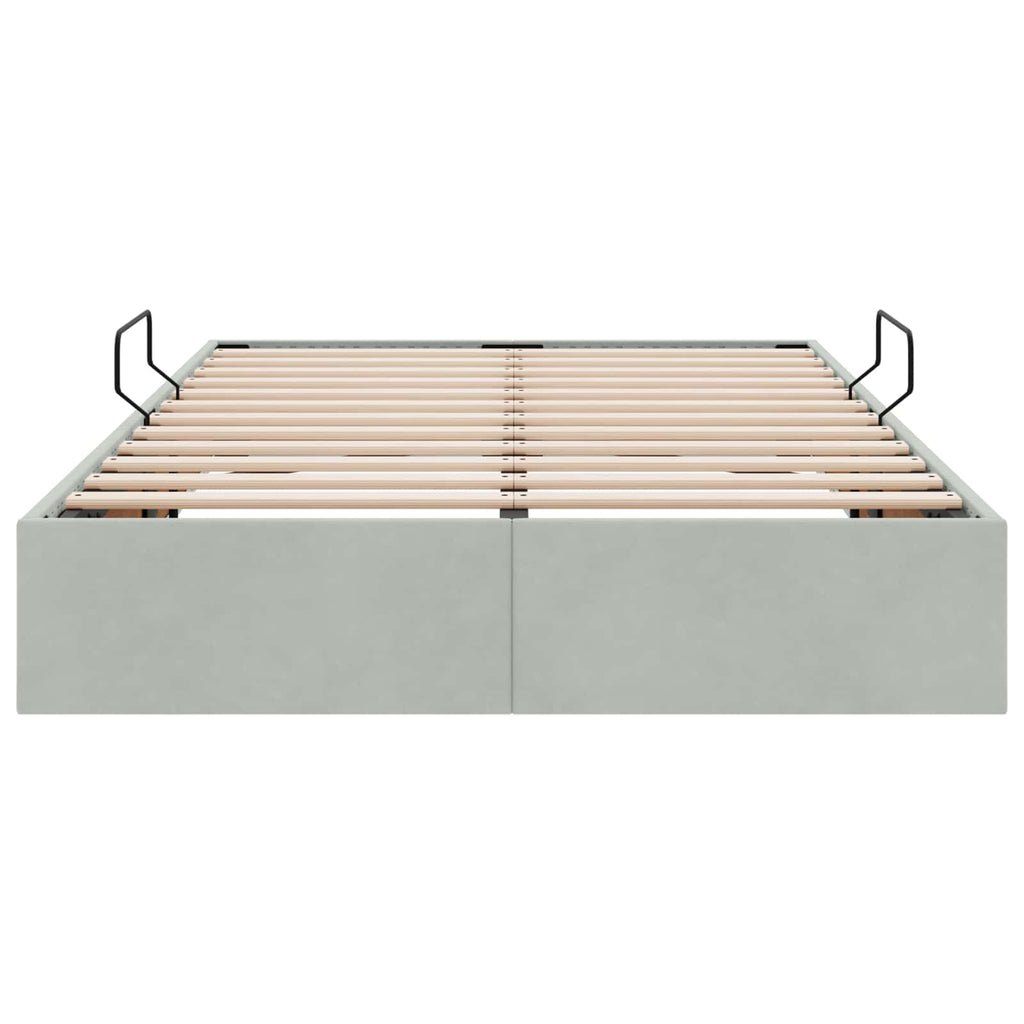 Ottoman Bettgestell mit Speicher Hellgrau 120 x 200 cm Samt
