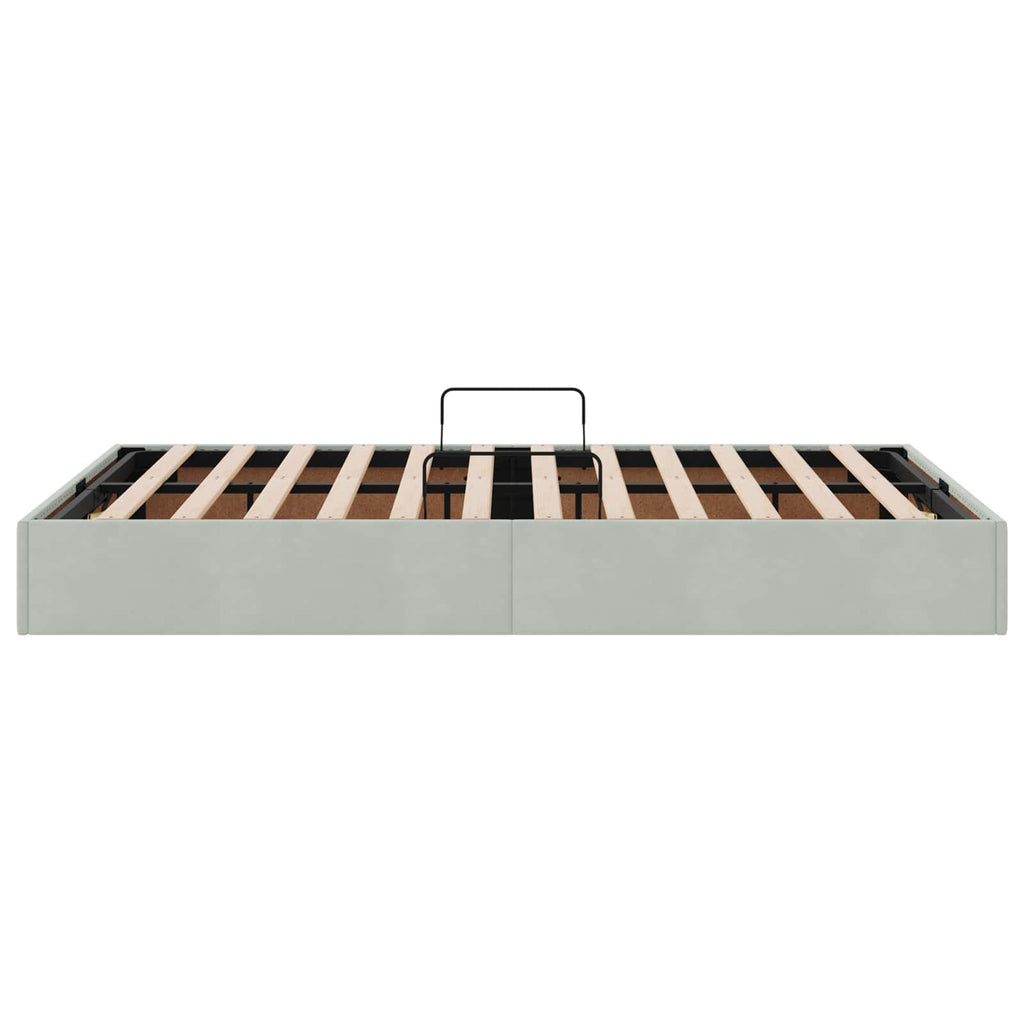 Ottoman Bettgestell mit Speicher Hellgrau 120 x 200 cm Samt