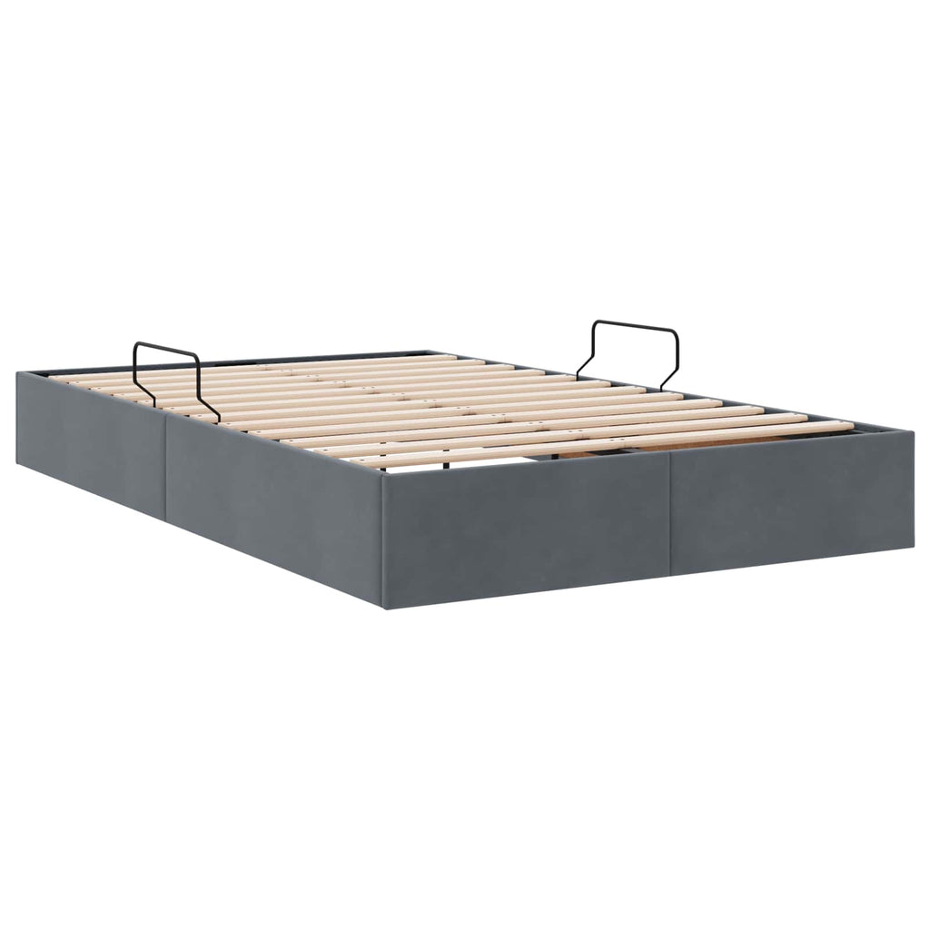 Ottoman Bettgestell mit Speicher Dunkelgrau 120 x 200 cm Samt