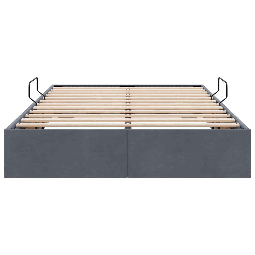 Ottoman Bettgestell mit Speicher Dunkelgrau 120 x 200 cm Samt