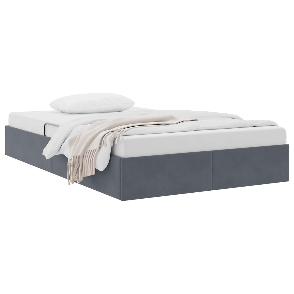 Ottoman Bettgestell mit Speicher Dunkelgrau 120 x 200 cm Samt