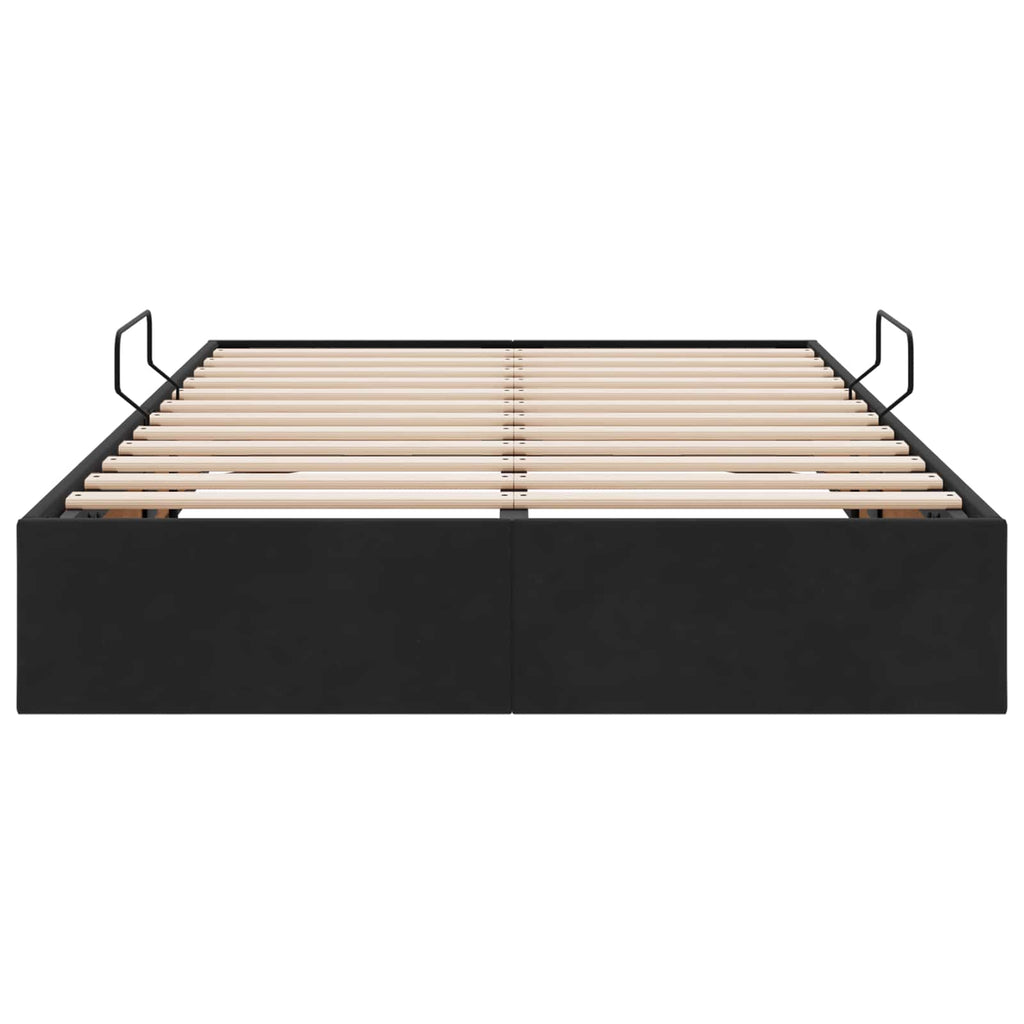 Ottoman Bettgestell mit Speicher Schwarz 120 x 200 cm Samt