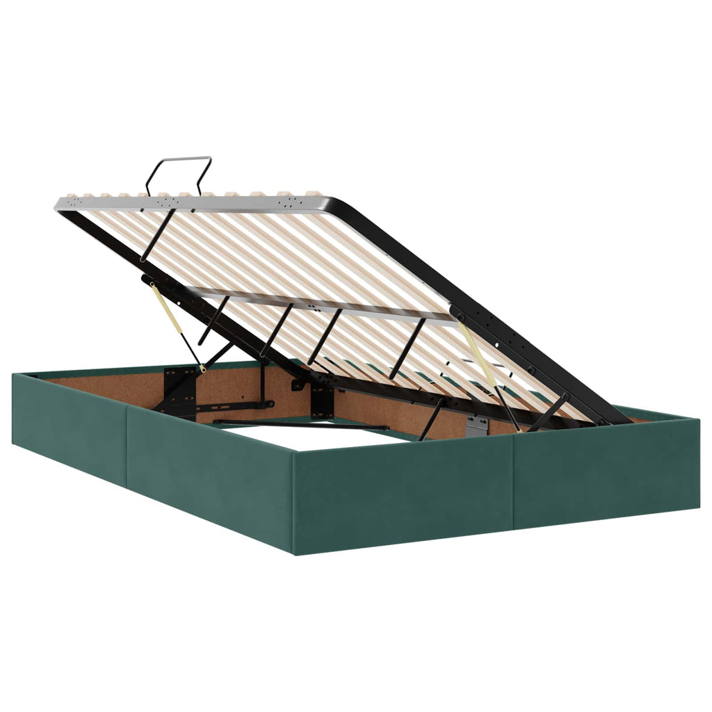 Ottoman Bettgestell mit Speicher Dunkelgrün 120 x 200 cm Samt