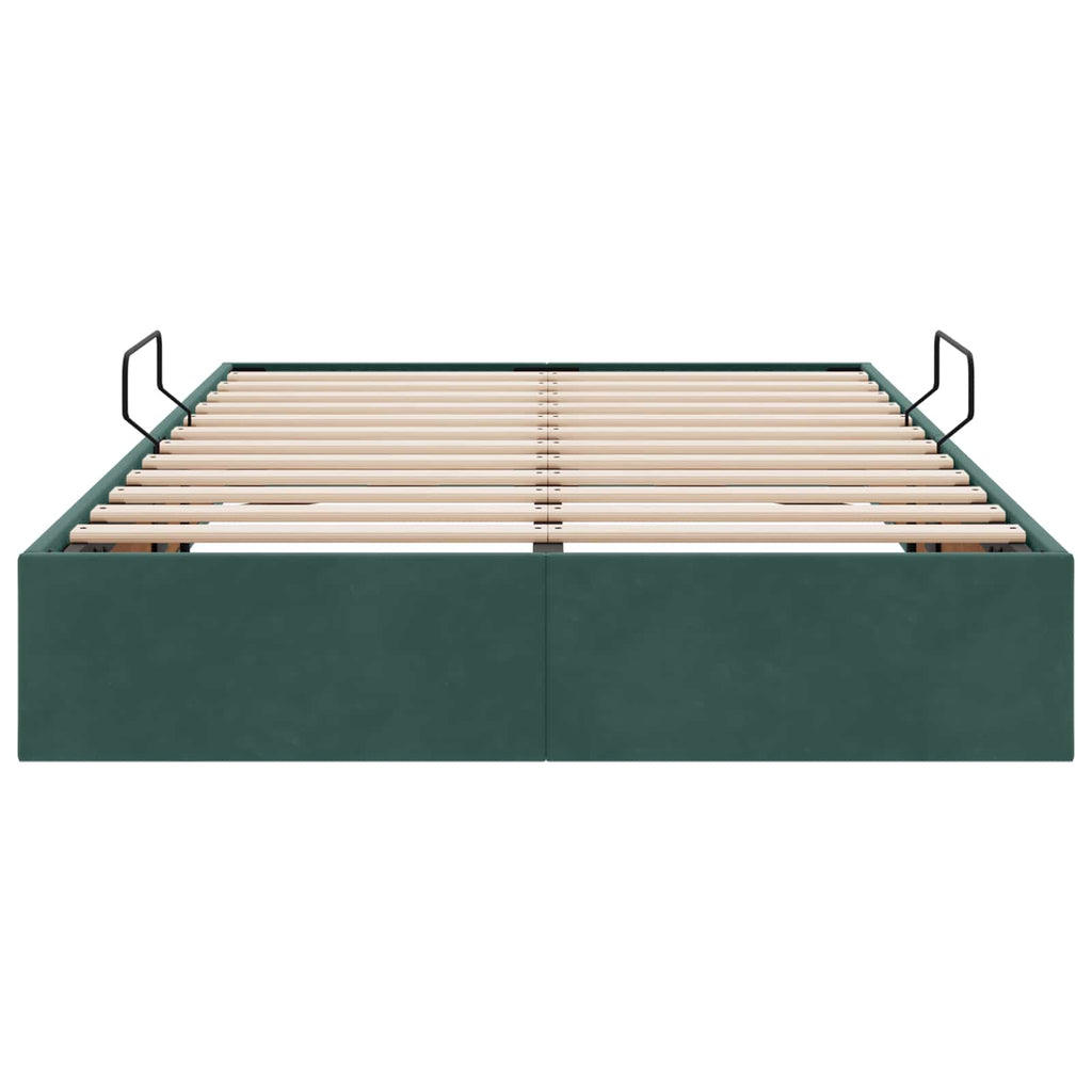 Ottoman Bettgestell mit Speicher Dunkelgrün 120 x 200 cm Samt
