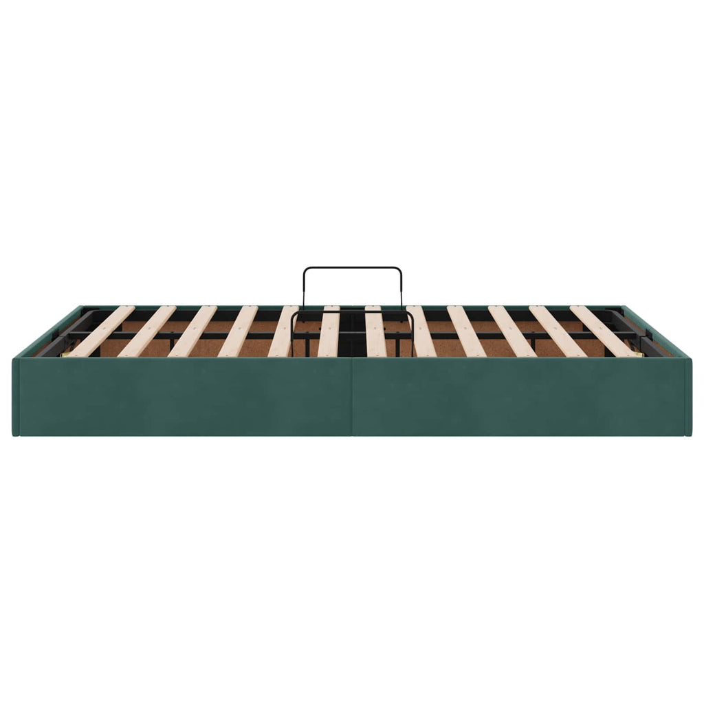 Ottoman Bettgestell mit Speicher Dunkelgrün 120 x 200 cm Samt