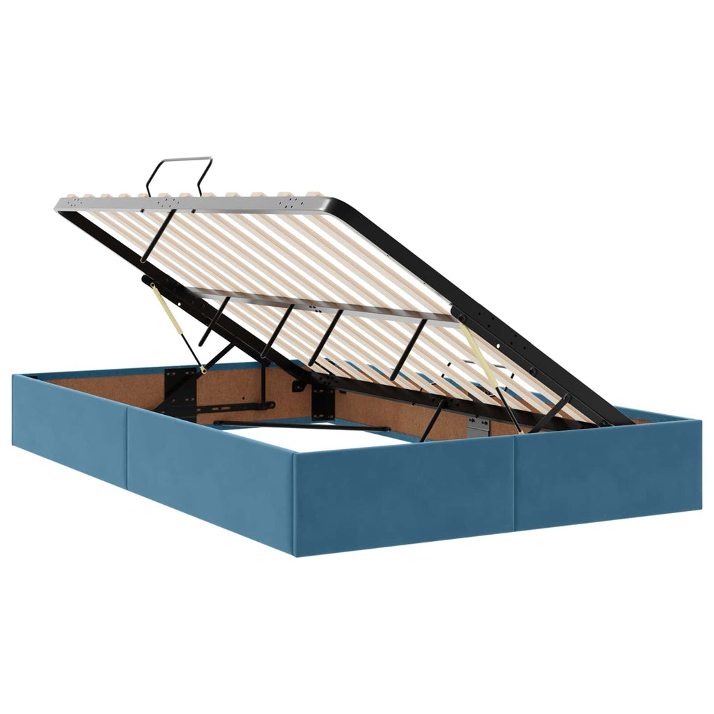 Ottoman Bettgestell mit Speicher Dunkelblau 120 x 200 cm Samt