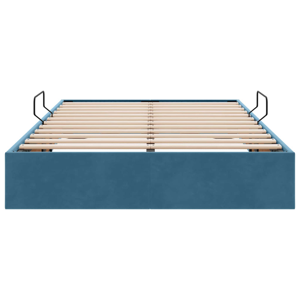 Ottoman Bettgestell mit Speicher Dunkelblau 120 x 200 cm Samt